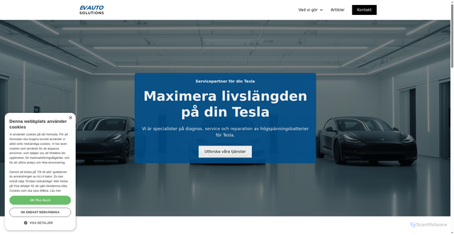 Security scan screenshot of https://evautosolutions.se
