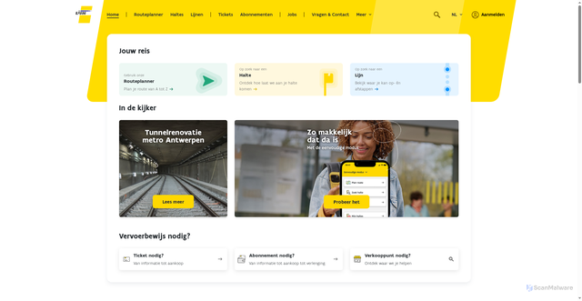 Security scan screenshot of https://delijn.be
