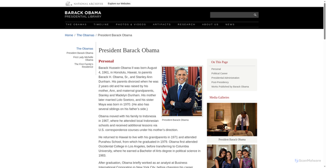 Security scan screenshot of https://www.obamalibrary.gov/obamas/president-barack-obama