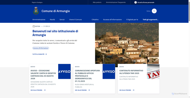 Security scan screenshot of https://www.comune.armungia.su.it/
