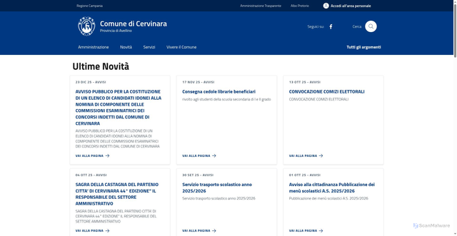 Security scan screenshot of https://comune.cervinara.av.it/