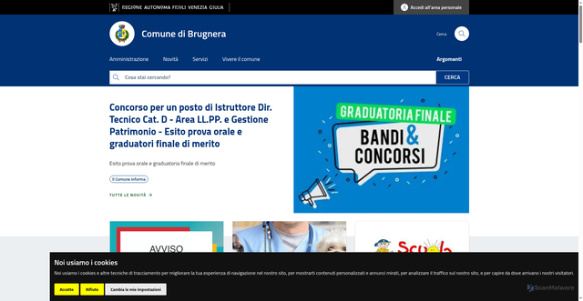 Security scan screenshot of https://www.comune.brugnera.pn.it/