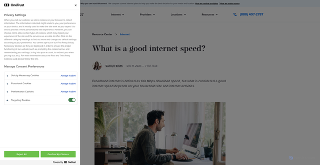 Security scan screenshot of https://www.allconnect.com/blog/internet-speed-classifications-what-is-fast-internet