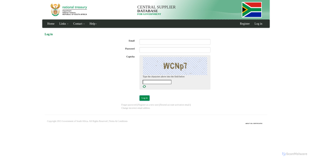 Security scan screenshot of https://secure.csd.gov.za/Account/Login