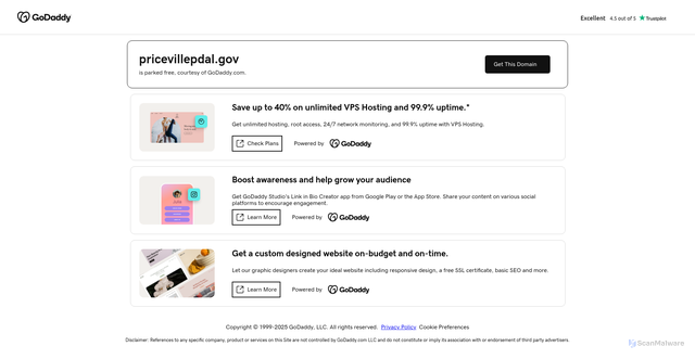 Security scan screenshot of https://pricevillepdal.gov/