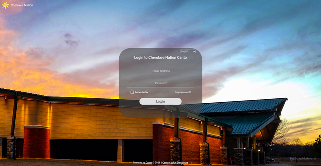 Security scan screenshot of https://cherokee.canto.com