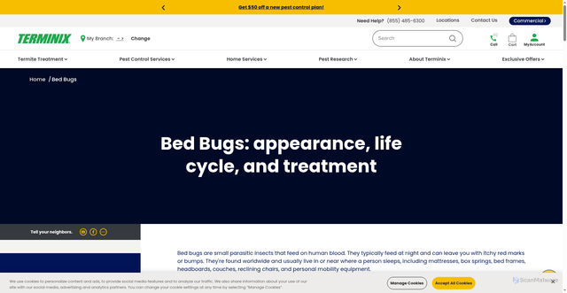 Security scan screenshot of https://www.terminix.com/bed-bugs/