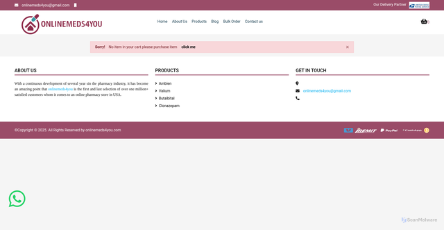 Security scan screenshot of https://onlinemeds4you.com/uni_checkout.php