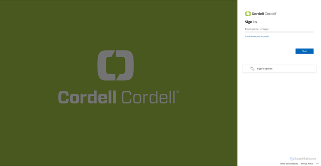 Security scan screenshot of https://cordelllaw.sharepoint.com