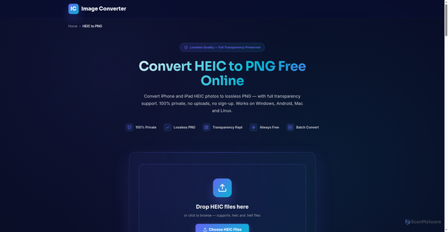 Security scan screenshot of https://imageconverter.online/heic-to-png/