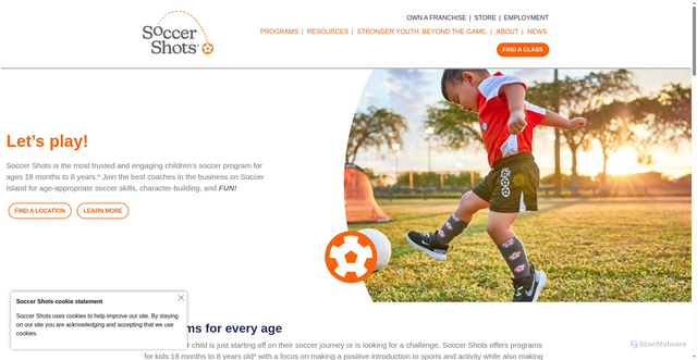 Security scan screenshot of https://www.soccershots.com/