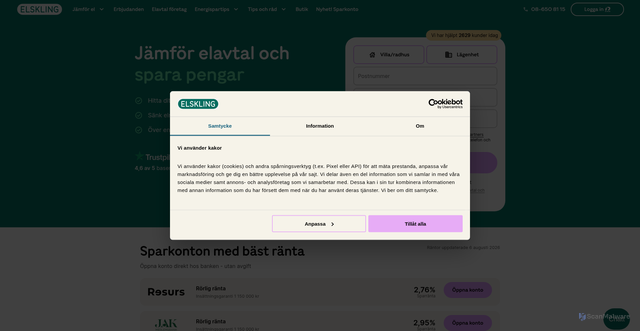 Security scan screenshot of https://www.elskling.se/