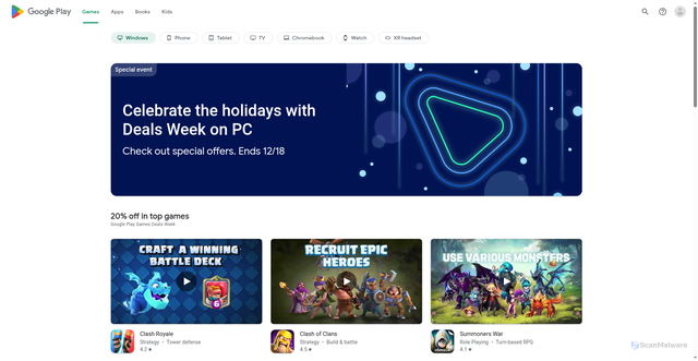 Security scan screenshot of https://play.google.com/