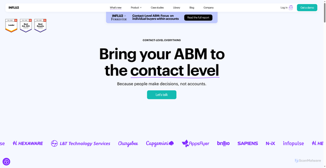 Security scan screenshot of https://www.influ2.com/
