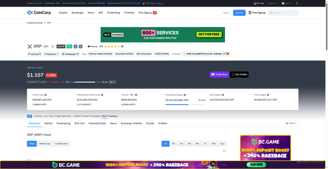 Security scan screenshot of https://www.coincarp.com/currencies/ripple/