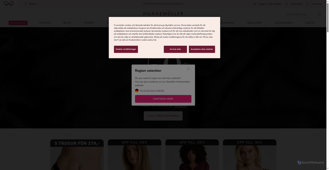 Security scan screenshot of https://www.hunkemoller.se/