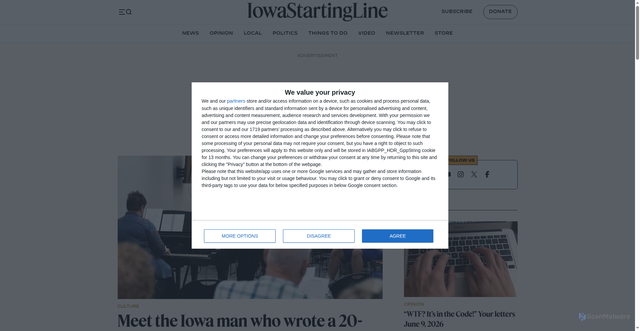 Security scan screenshot of https://iowastartingline.com/