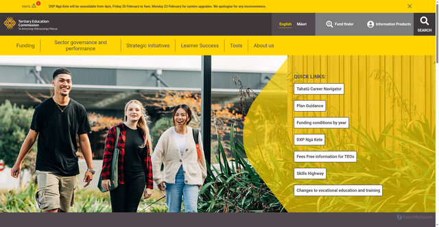 Security scan screenshot of http://www.tec.govt.nz/