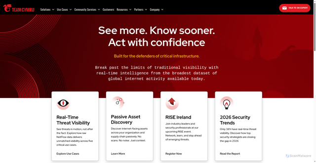 Security scan screenshot of https://www.team-cymru.org