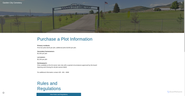 Security scan screenshot of https://www.gardencityutahcemetery.gov/