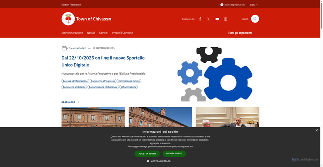 Security scan screenshot of https://www.comune.chivasso.to.it/it