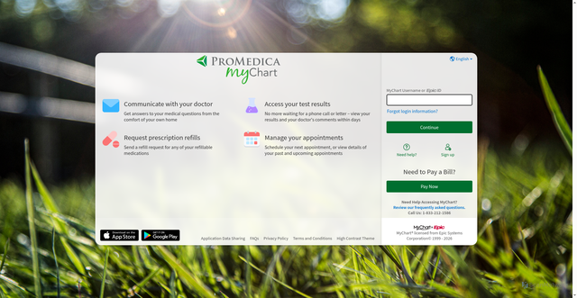 Security scan screenshot of https://mychart.promedica.org