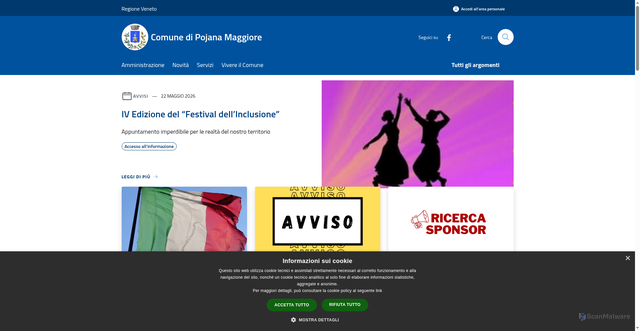 Security scan screenshot of https://www.comune.poiana-maggiore.vi.it