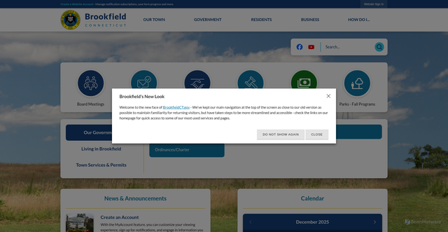 Security scan screenshot of http://www.brookfieldct.gov