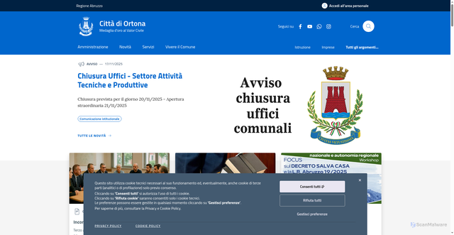 Security scan screenshot of https://comune.ortona.ch.it/