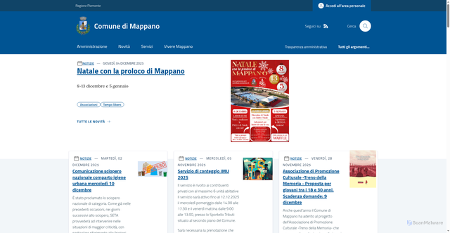 Security scan screenshot of https://www.comune.mappano.to.it/