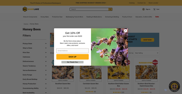 Security scan screenshot of https://www.mannlakeltd.com/honey-bees/?srsltid=AfmBOopy3fwS-EdDwEv36zwKtFjOBvG33NTkEDYIF2clzYJ8njaog8nm