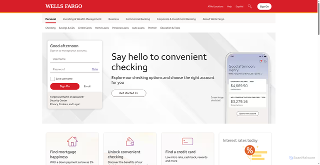Security scan screenshot of https://www.wellsfargo.com/
