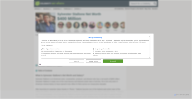 Security scan screenshot of https://www.celebritynetworth.com/richest-celebrities/actors/sylvester-stallone-net-worth/