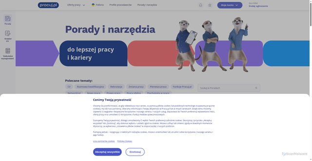 Security scan screenshot of https://porady.pracuj.pl