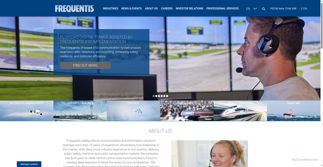 Security scan screenshot of https://frequentis.com