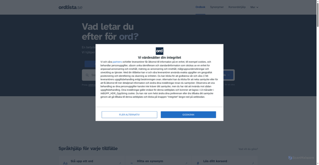 Security scan screenshot of https://ordlista.se