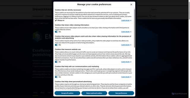 Security scan screenshot of https://www.embopress.org
