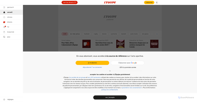 Security scan screenshot of https://www.lequipe.fr
