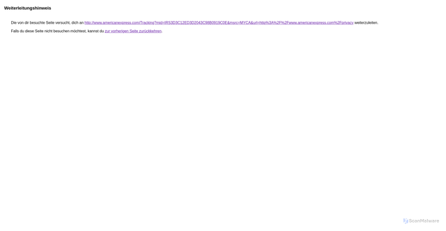 Security scan screenshot of https://www.google.com/url?q=http://www.americanexpress.com/Tracking?mid%3DIRS3D3C12ED3D2043C98B0919C0E%26msrc%3DMYCA%26url%3Dhttp%253A%252F%252Fwww.americanexpress.com%252Fprivacy