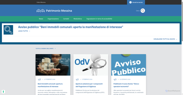 Security scan screenshot of https://www.patrimoniomessina.it
