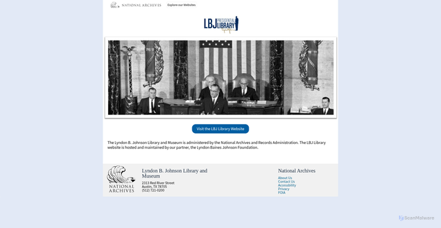 Security scan screenshot of https://lbjlibrary.archives.gov