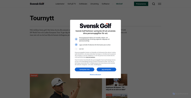 Security scan screenshot of https://www.svenskgolf.se/kategori/tournytt/?utm_source=newsletter&utm_medium=email&utm_campaign=Tournytt_v39_2026&dt_id=fcd58f97-538d-4232-8bec-ce92f0c0cceb