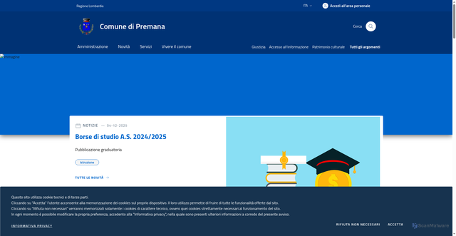 Security scan screenshot of https://www.comune.premana.lc.it/