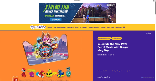 Security scan screenshot of https://thetoyinsider.com/paw-patrol-the-mighty-movie-burger-king-collab/