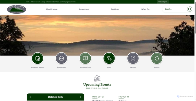 Security scan screenshot of https://www.irontonmo.gov/