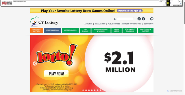Security scan screenshot of http://web.archive.org/ctlottery.org