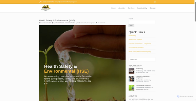 Security scan screenshot of http://vanwifferentankopslag.com/health-safety-environmental-hse/hse.html