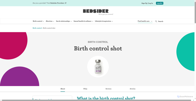 Security scan screenshot of https://www.bedsider.org/birth-control/the_shot