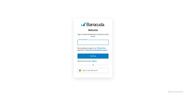 Security scan screenshot of https://login.barracudanetworks.com