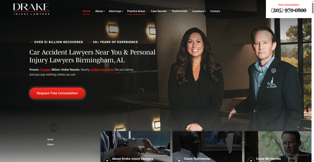 Security scan screenshot of https://www.drakeinjurylawyers.com/